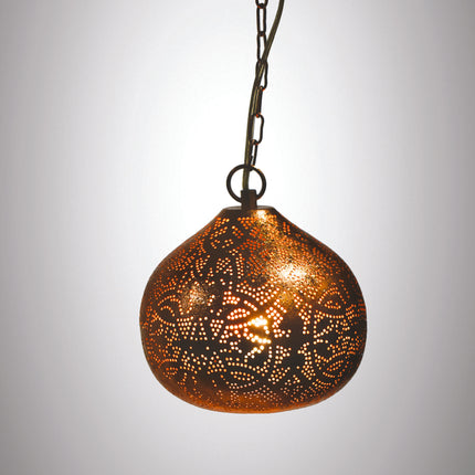 Orientalische Hängelampe Filigran-Stil Kürbis Vintage Kupfer XS