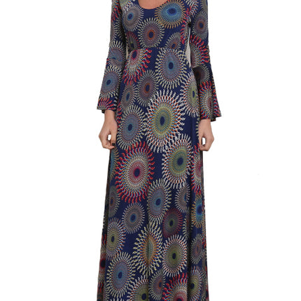 Maxikleid Langarm blau