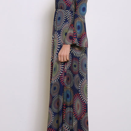 Maxikleid Langarm blau