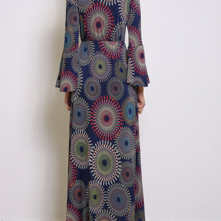 Maxikleid Langarm blau