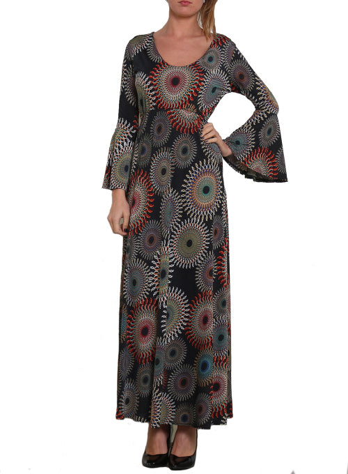 Black long-sleeve maxi dress