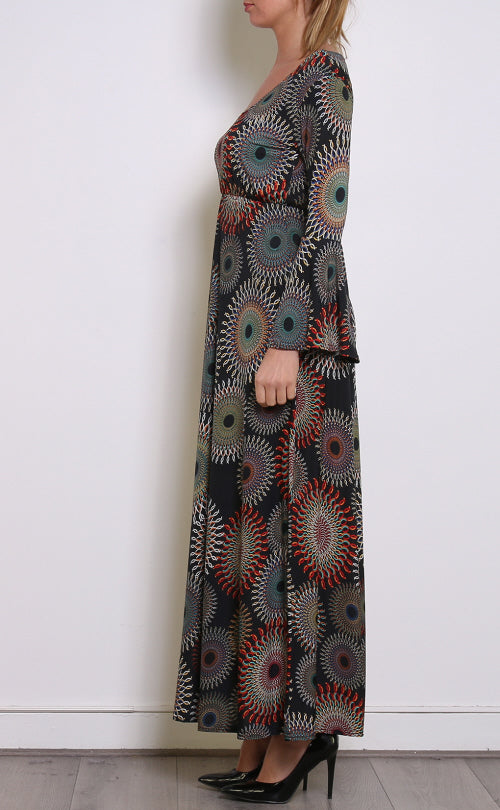 Black long-sleeve maxi dress