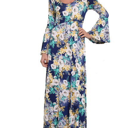 Maxi-jurk bloemen blauw