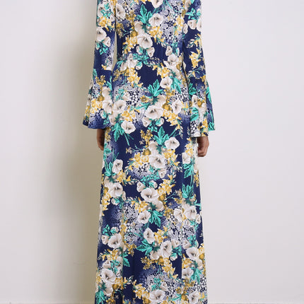 Maxi-jurk bloemen blauw