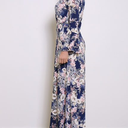 Maxi-jurk bloemen corail