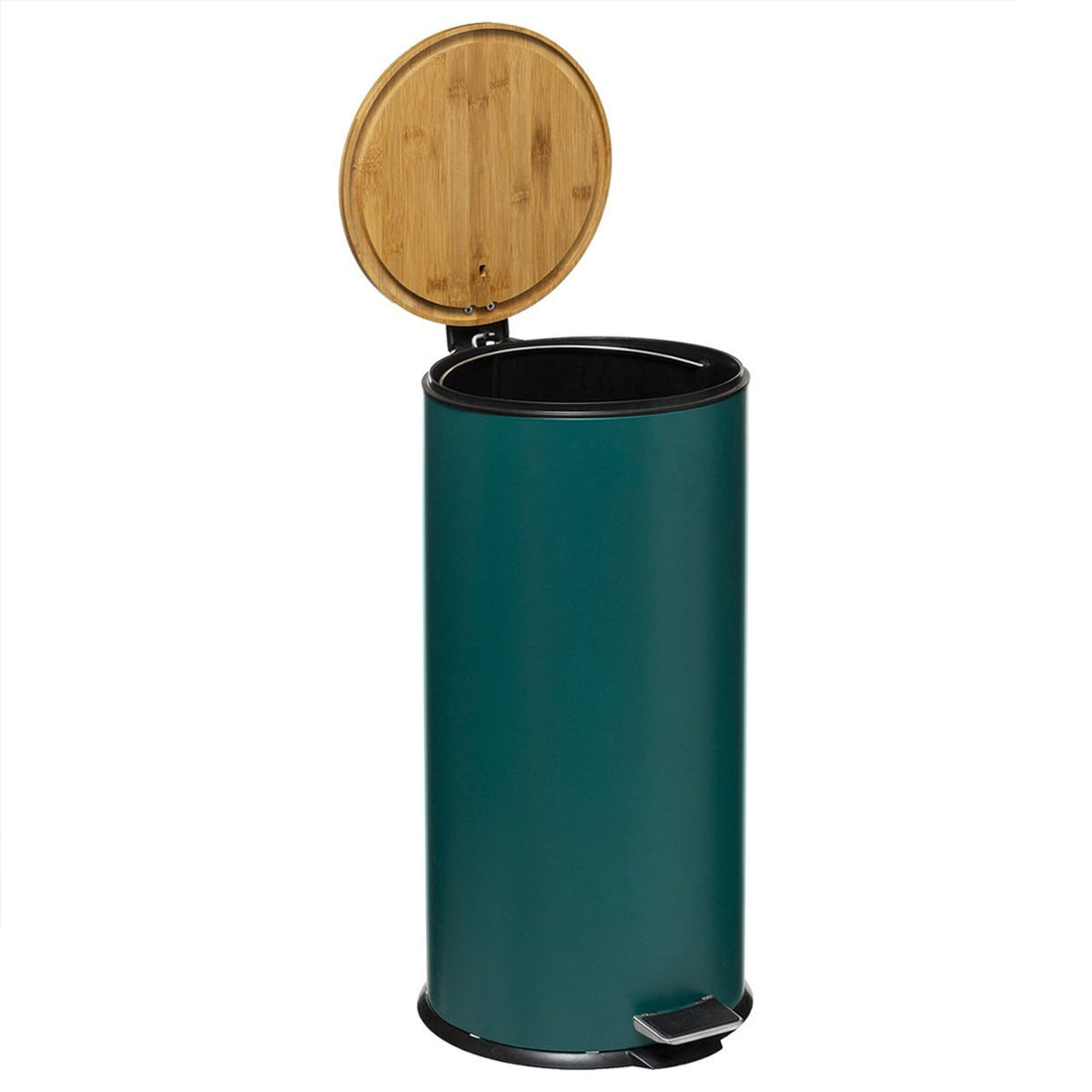 Poubelle à pédale en bambou et métal - 30 litres