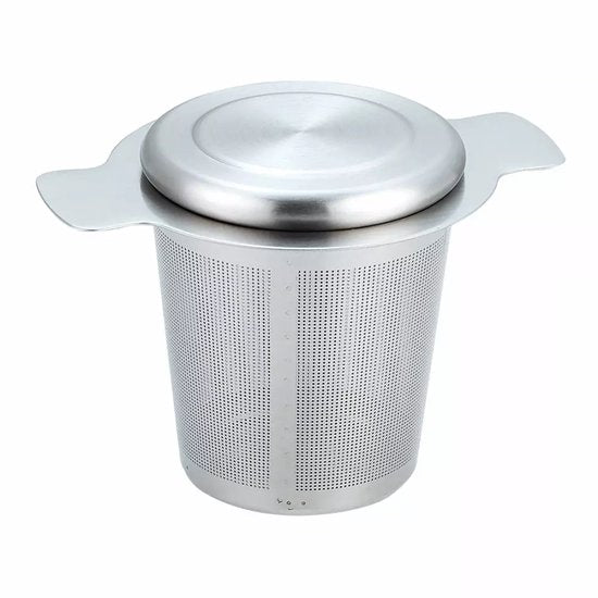 Kinghoff KH1650 Tee-Ziehfilter mit Deckel - Hochwertiger Edelstahl 18/10 Teesieb - Ø 7,5 cm