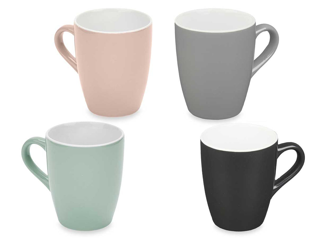 Set of 4 ceramic mugs - 360 ml in modern colors
