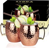 Moscow Mule mokken set van 2 – koperkleurig RVS, gehamerd, 47 cl – foto 4