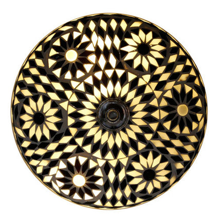 Plafonnière mozaïek Mediteraanse design 25 cm - zwart wit