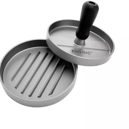 Kinghoff Hamburgerpresse - Aluminium - Ø12 cm - Mit Antihaftbeschichtung und Rillenmuster - Modell KH1740