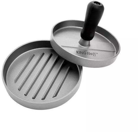 Kinghoff Hamburger Pers - Aluminium - Ø12 cm - Met Anti-Aanbaklaag en Ribbelpatroon - Model KH1740