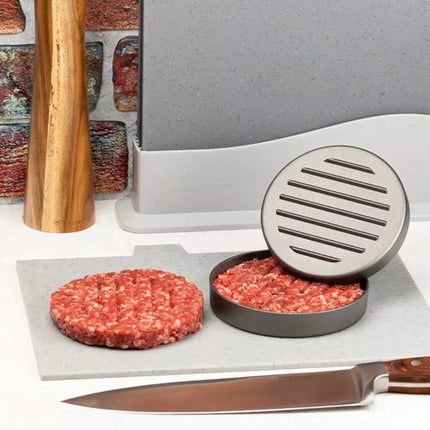 Kinghoff Hamburgerpresse - Aluminium - Ø12 cm - Mit Antihaftbeschichtung und Rillenmuster - Modell KH1740