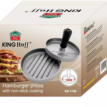Kinghoff Hamburgerpresse - Aluminium - Ø12 cm - Mit Antihaftbeschichtung und Rillenmuster - Modell KH1740