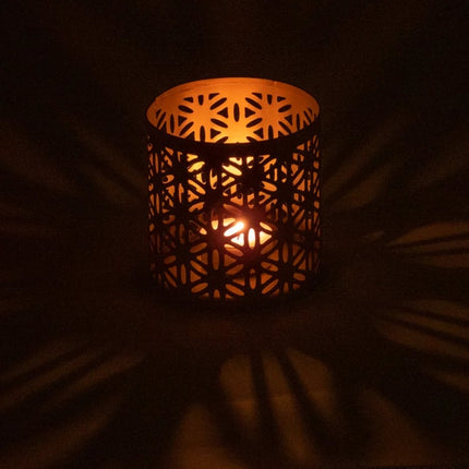 Fair Trade Windlicht Blume des Lebens 9x9.5