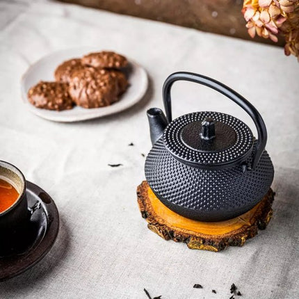 Kinghoff Gietijzeren Theepot met Filter - 0,3 Liter (KH1817) - Inclusief Suiker- en Theebakjes met Houten Deksels - Traditioneel Design met Moderne Functionaliteit