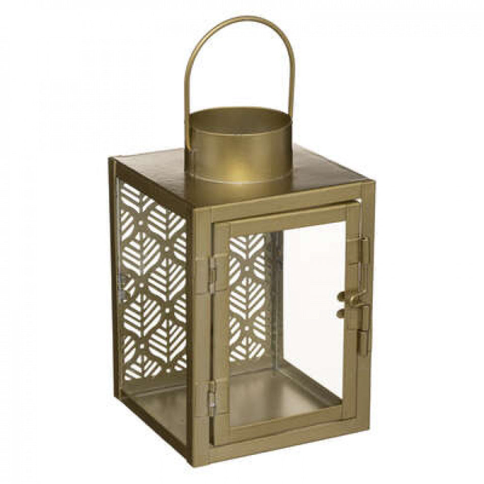 Gold metal lantern 10x10x16