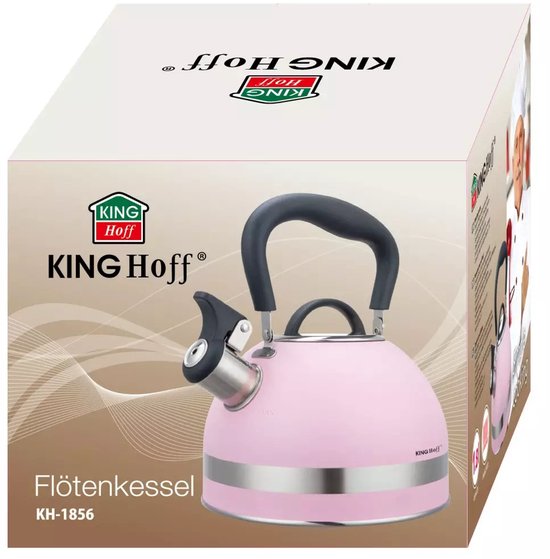 Kinghoff KH1856 Wasserkocher – Edelstahl – 1,8 Liter – Für alle Herdarten geeignet (inkl. Induktion) – Klappbarer Griff