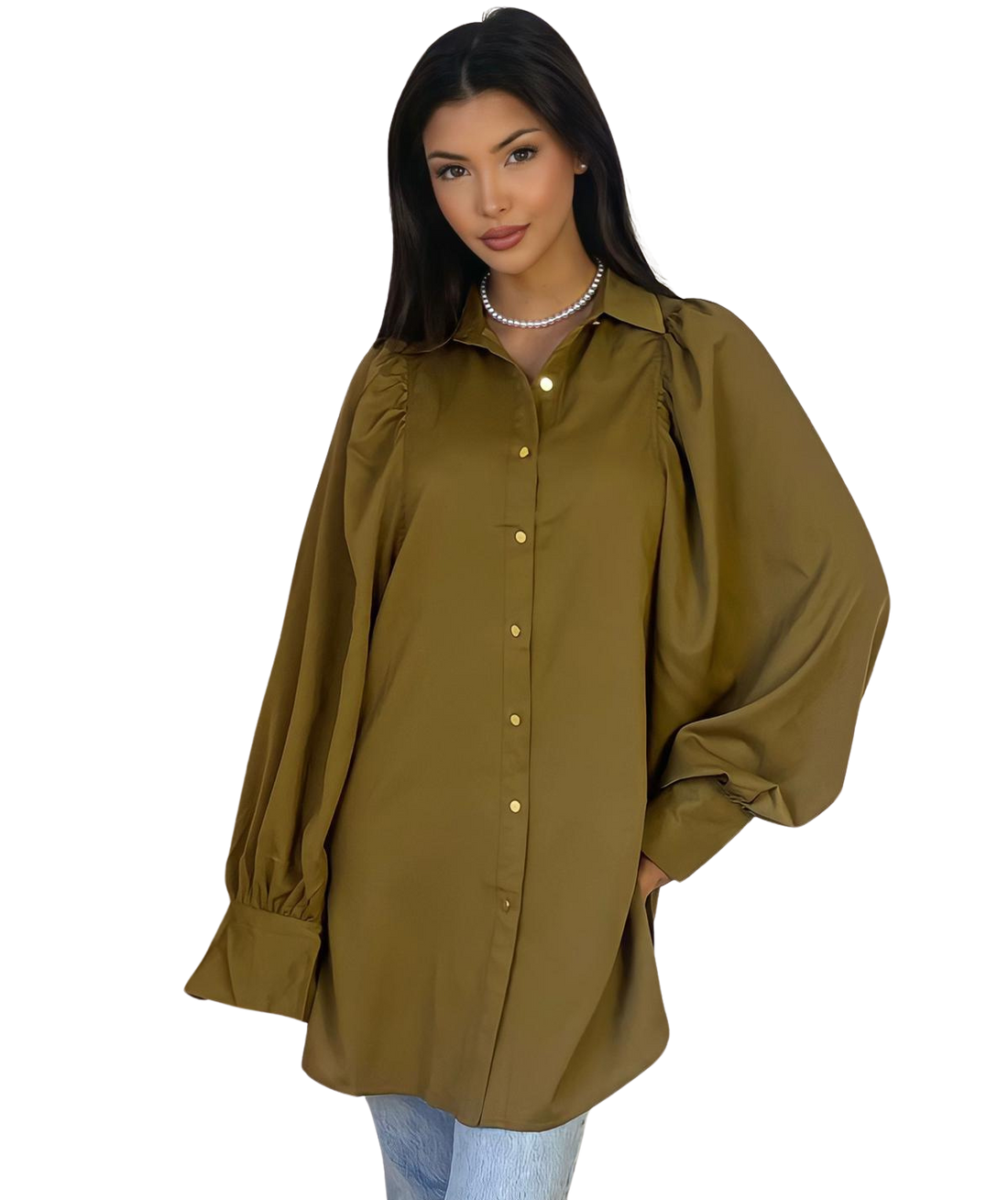Luna blouse dames – in zwart, wit, beige en olijfgroen, maat S, M en L – foto 21