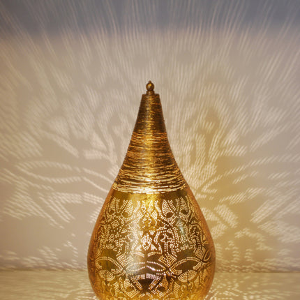 Orientalische Tischlampe Filigranstil Tropfen – Vintage Gold