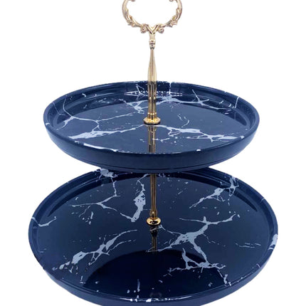 Melamine etagère 2-delig marmer look zwart