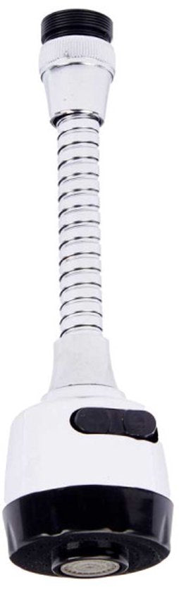 Groot flexibel kraanopzetstuk met 2 standen – M22/M24, 23 cm, zilver/zwart