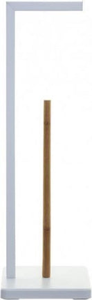 5five Toilettenpapierhalter - mit Ablage - Weiß - Metall - Bambus - 64 cm - WC-Rollenhalter