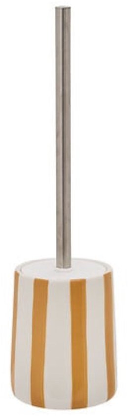 Brosse WC Strio Haute - 39 cm Céramique - Blé - Brosse de toilette - Sur pied - Céramique - Rayures jaunes - Brosse WC autoportante