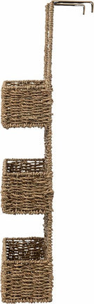 5Five Opbergmand deurrek - 3 manden - riet - bruin - 28 x 12 x 69 cm - badkamerkast