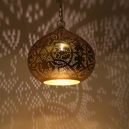 Oosterse hanglamp filigrain stijl Pompoen vintage goud XS