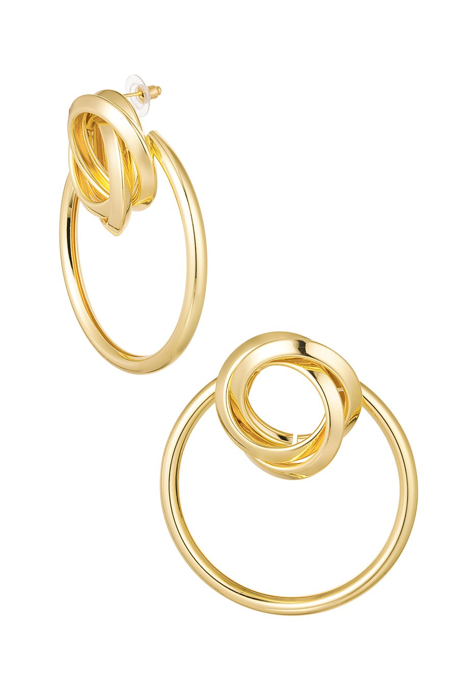 Gold Link Earrings with Knot Design – Trendy 7 cm Earrings – Metal – Everyday & Festive – 28.8 grams – Fashionable Statement Earrings