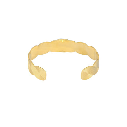 Boho Armband – Goldfarbener Edelstahl mit grünem Stein – Robustes Unisex-Schmuckstück