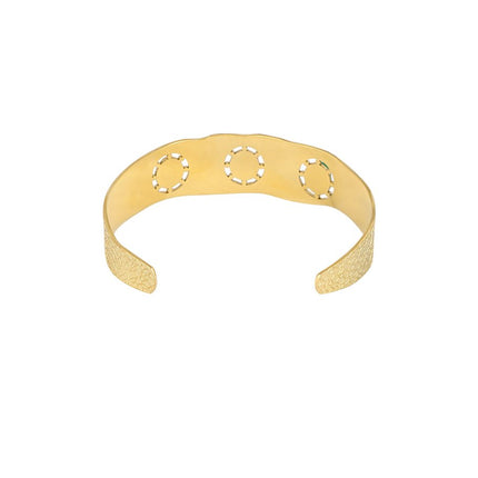 Boho Armband - Goldfarbener Edelstahl mit 3 Steinen (Grün, Rosa, Orange) - 1,8 cm x 5 cm