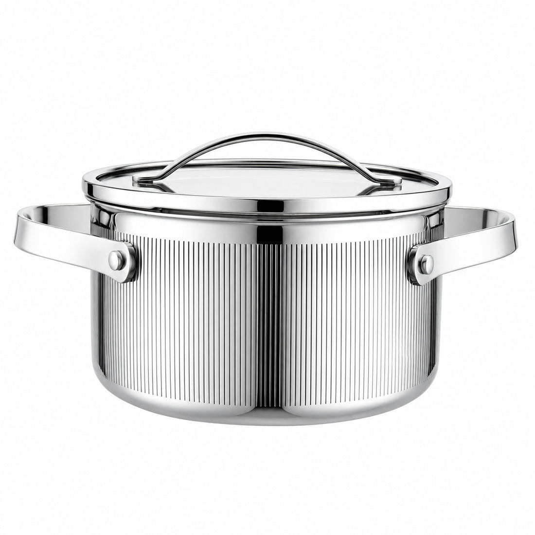 Vcasa kookpan 18 cm met afgietdeksel, 2,1 liter, rvs tri-ply, Velora