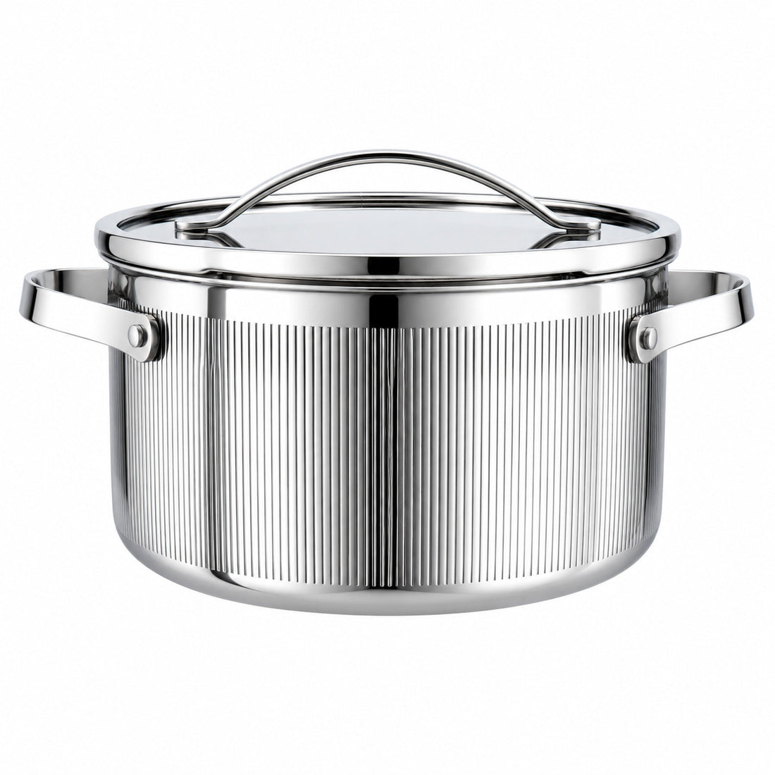 Vcasa kookpan 24 cm met afgietdeksel, 5,8 liter, 304 rvs tri-ply, Velora
