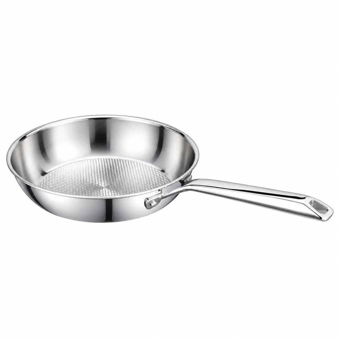 Vcasa rvs koekenpan 24 cm, 2 liter, tri-ply met honingraatstructuur, Velora