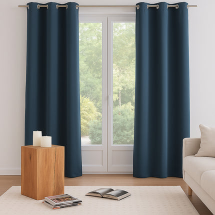 2er-Set Verdunkelungsvorhänge – 135x240 cm – Thunderstorm Blau – Schalldämmend & Wärmeisoliert – Mit Ösen