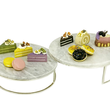 Marmor-Kuchenständer |Servierplatte |2-teilig