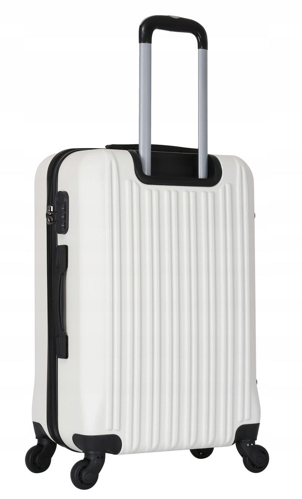 3-teiliges Kofferset Weiß – Harte ABS-Trolleys mit 360°-Rädern und Zahlenschloss – Leichtgewichtige Reisekoffer (S/M/L)