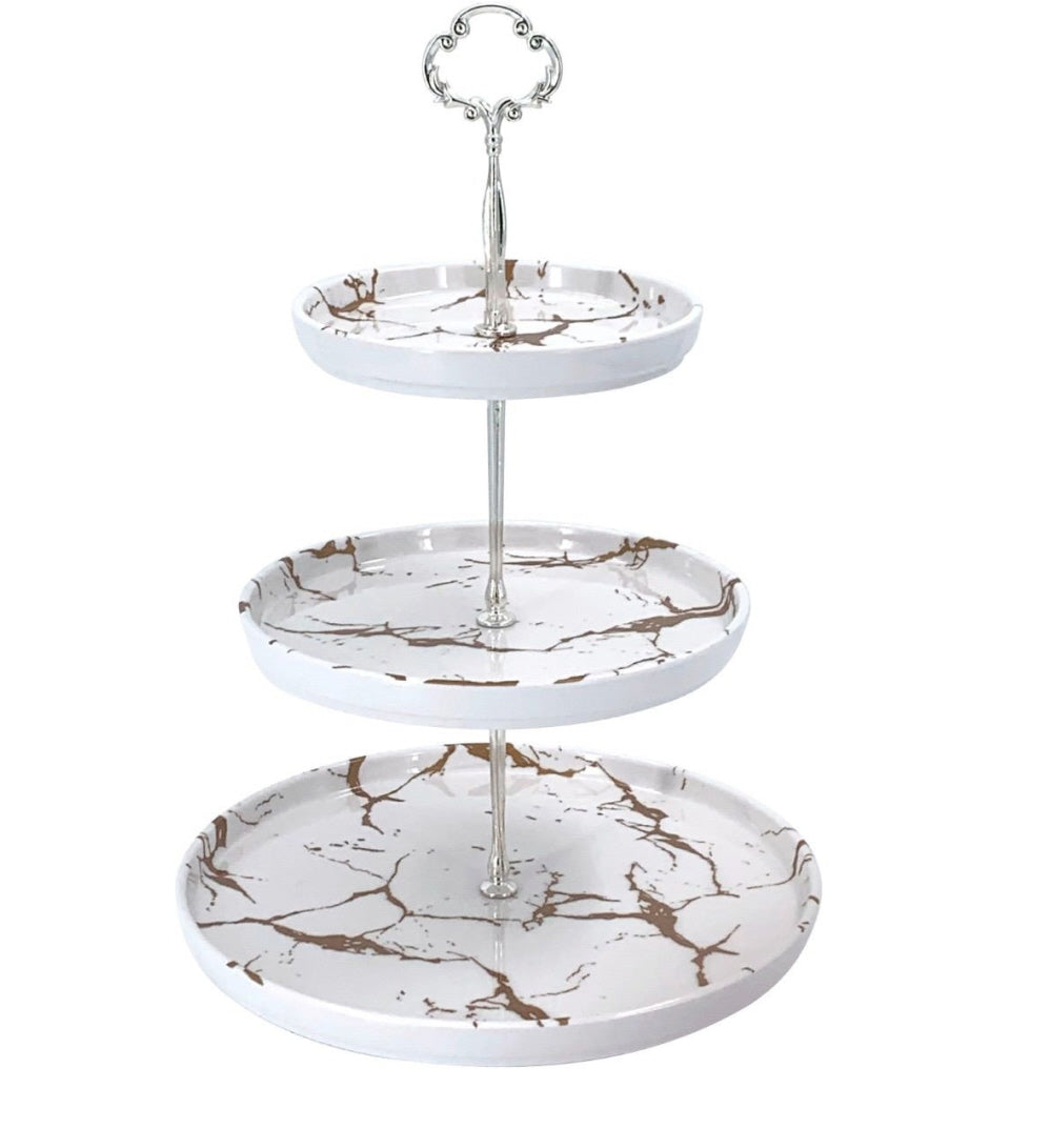 3-tier melamine tiered stand, marble look