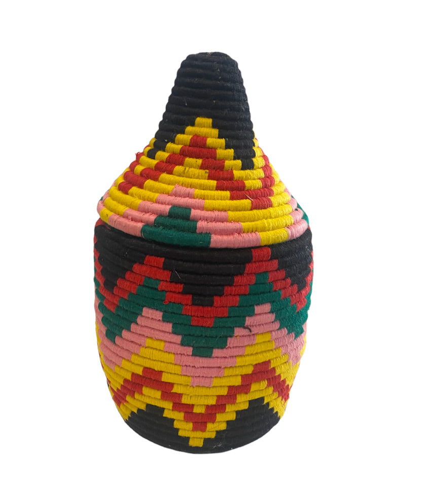 Moroccan colored Berber basket yellow
