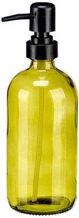 Zeepdispenser Glas - Kristal Zeepdispenser - Handzeep Pompje met Zwarte Pomp - Navulbare Lotion Dispenser - Badkamer Accessoire - Rond - 500ml - 7.4 x 9.5 x 21.4 cm - Groen