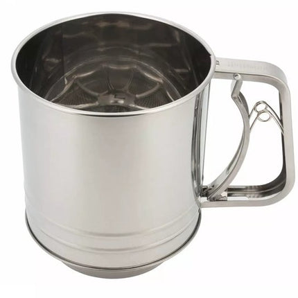 Kinghoff KH3101 Mehlsieb - Edelstahl - Ø10 cm - Fassungsvermögen 350 g - Manuell betrieben - Ideal für Mehl, Puderzucker & Kakao
