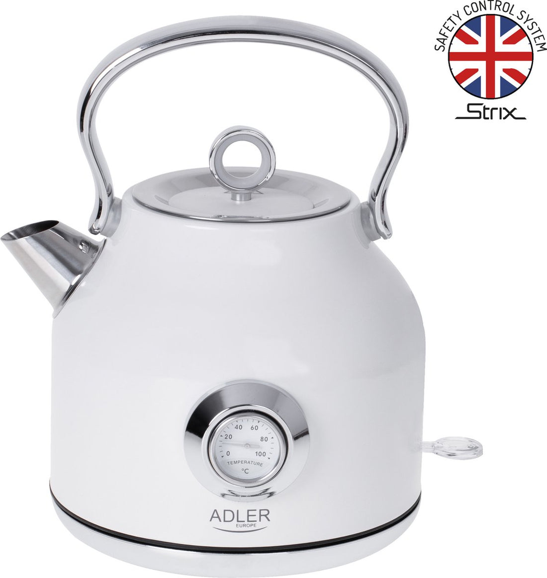 Bouilloire avec thermomètre - Blanche - 1.7 litre - métal