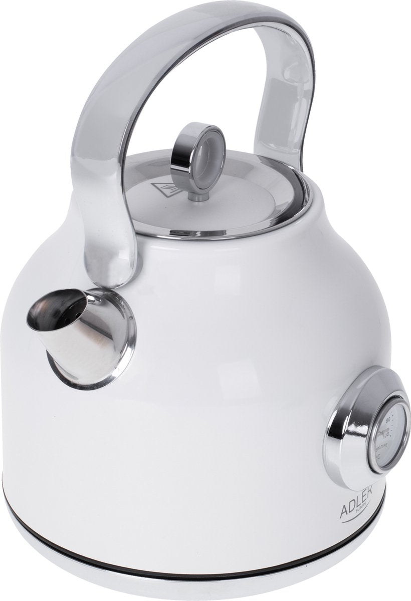 Bouilloire avec thermomètre - Blanche - 1.7 litre - métal