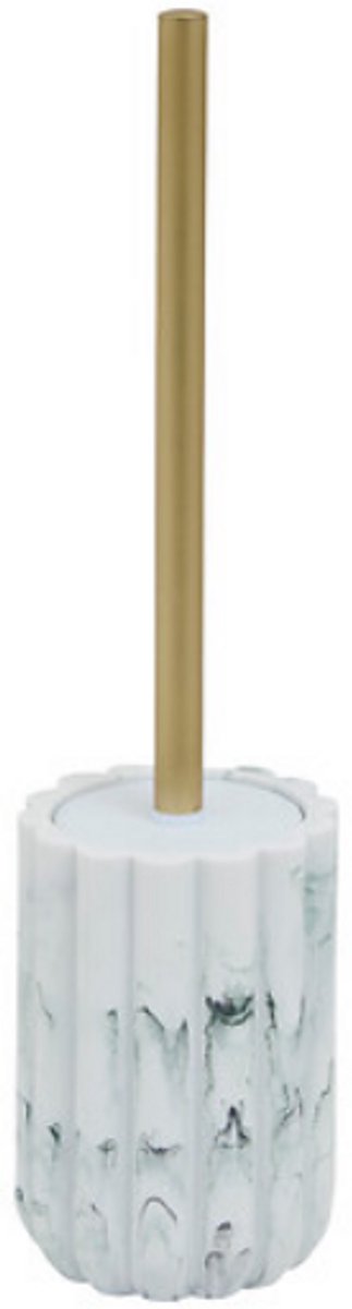 Marby WC-Bürsten-Set Weiß – Marmoroptik – Polyresin – Durchmesser 10,5 cm x Höhe 42,3 cm – Toilettenbürste mit Halter