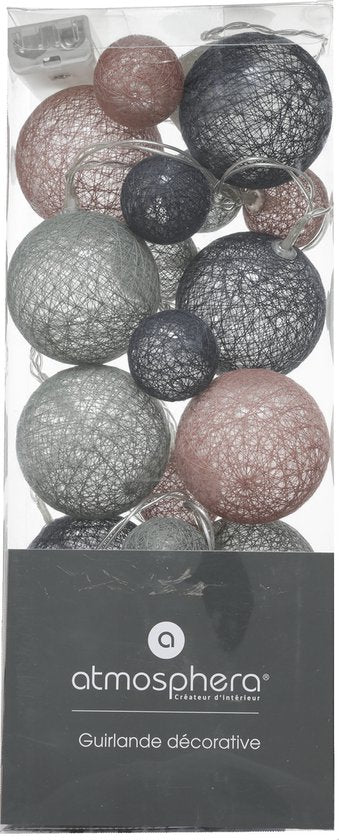 Atmosphera lichtslinger met 20 balletjes – multicolor LED, 210 cm, op batterijen
