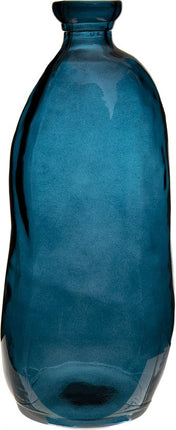Atmosphera bloemenvaas Pisa - Organische fles vorm - blauw transparant - glas - 36 x 15 cm