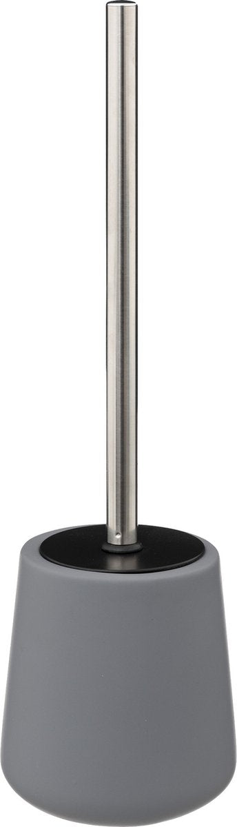 5Five toiletborstel met houder – grijs zandsteen, rond, 39 cm