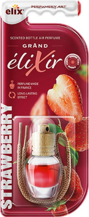 Elix - Auto Luchtverfrisser - Autoparfum - Houten Geurhanger - Interieur Parfum Auto - Luxe Air Freshener Flesje - Langdurig Effect - Geurhanger Auto & Huis - 8ml - Strawberry